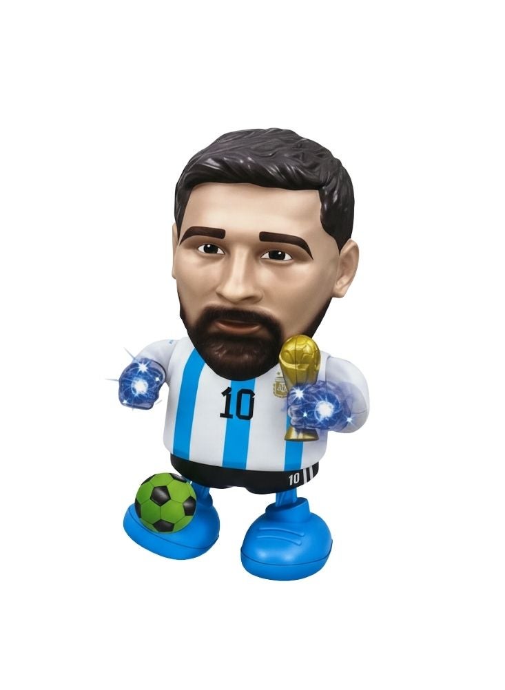 بريميم مجسم ليونيل ميسي الأرجنتيني مستوحى من نجم كرة القدم، مع كأس وكرة قدم - لعبة تذكارية فاخرة لنجم كرة القدم مع أيدٍ مضيئة - Image 2